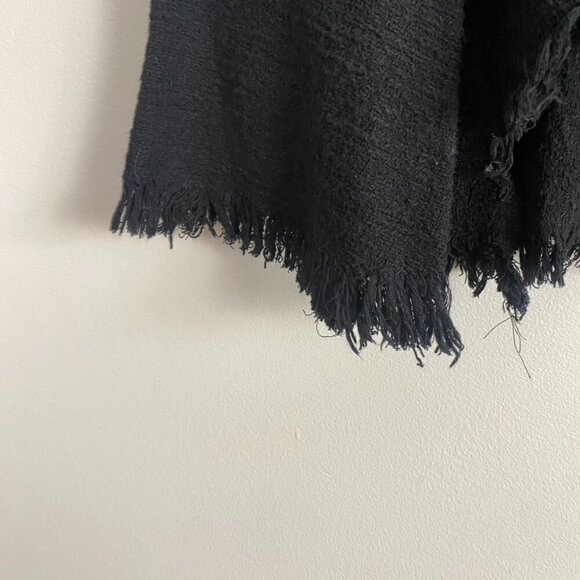 Zara Woman Black Distressed Fringe Bell Sleeve Sweater - Picture 2 of 12